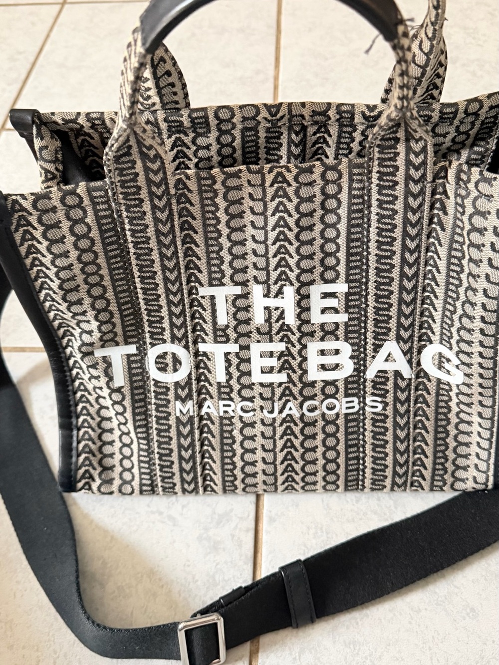 Marc Jacobs Black & Cream Patterned Canvas Tote